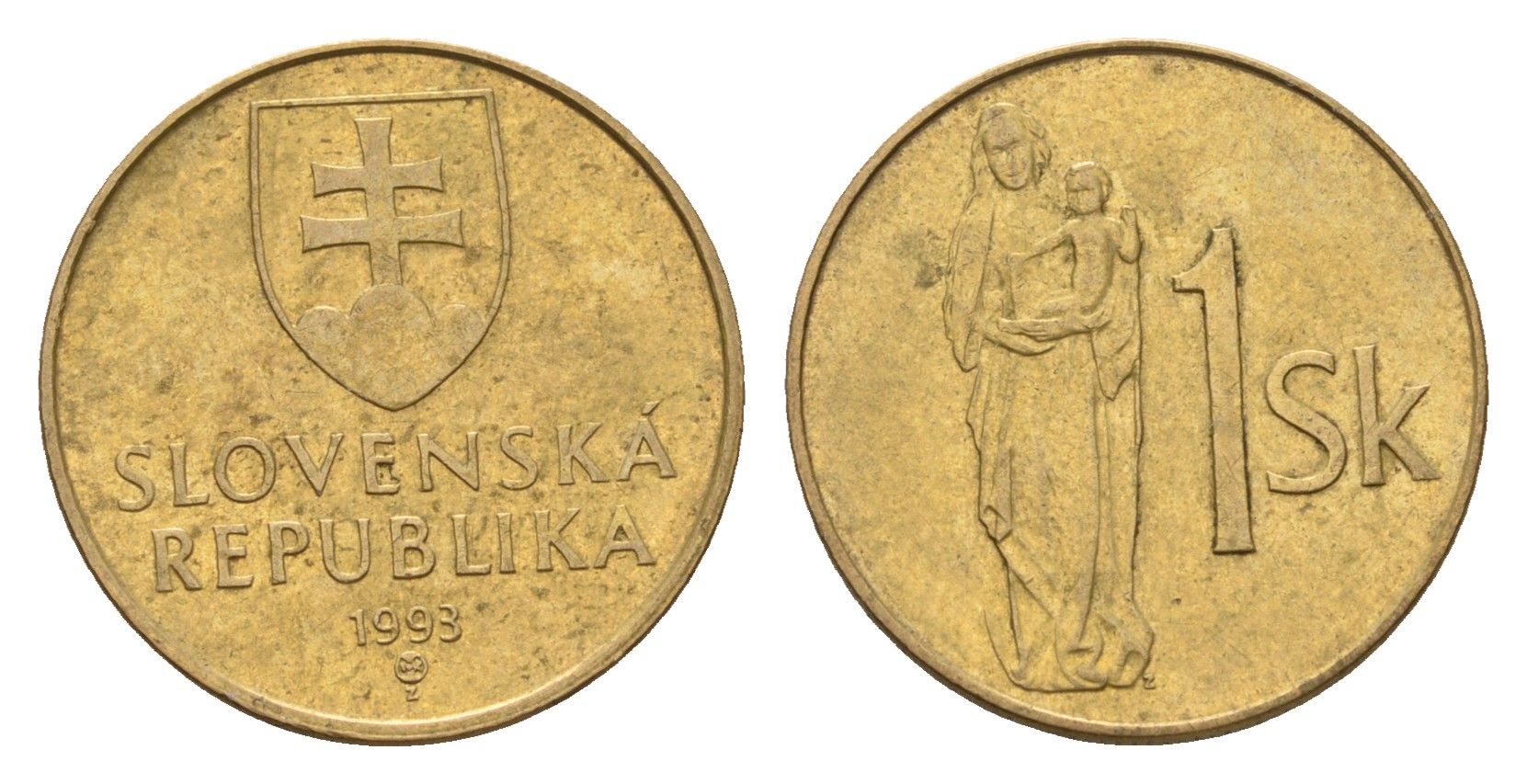 Словакия 1 крона 1993 KM 12 сталь плакированная бронзой 4701-1246