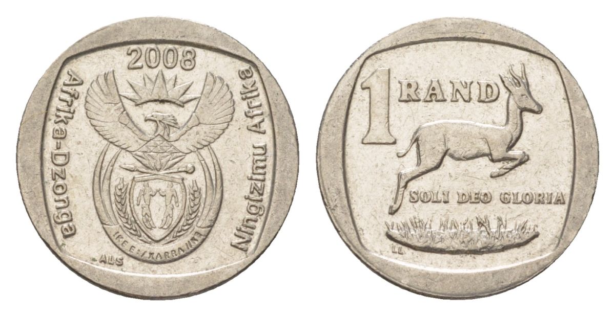 ЮАР 1 ранд 2008 KM 444 медь плакированная никелем 4627-523