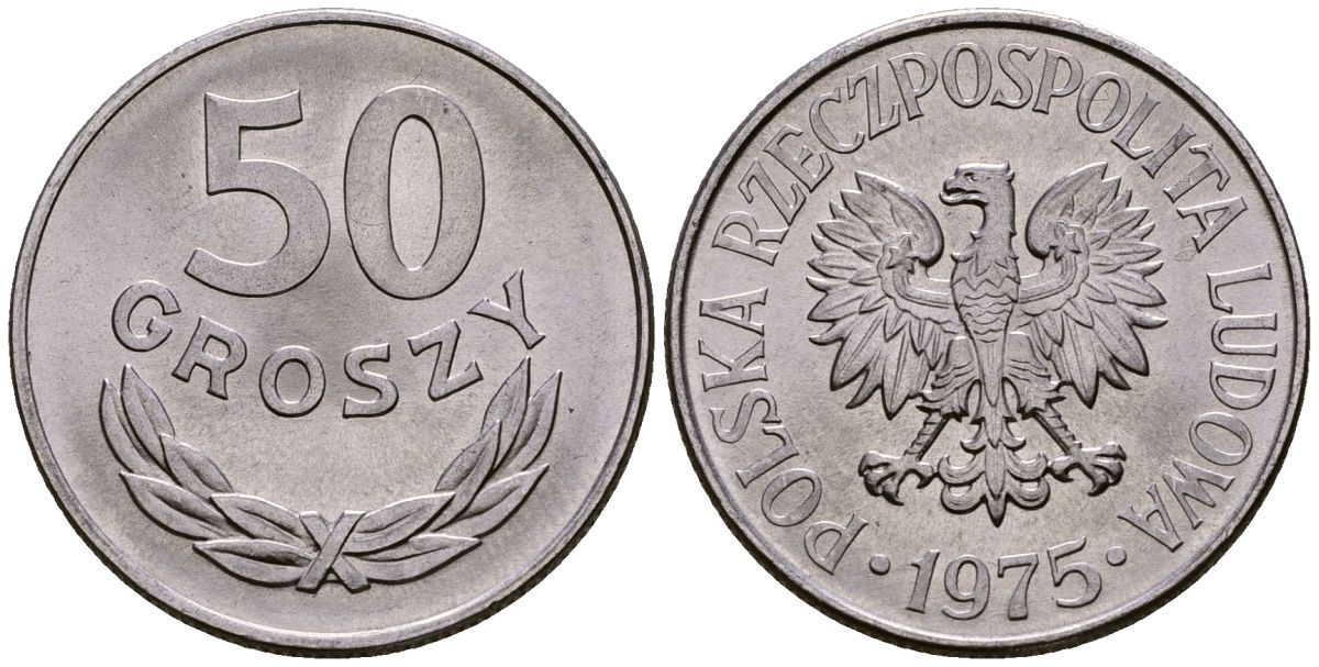 Польша 50 грошей 1975 Y 48.1 алюминий 4177-743