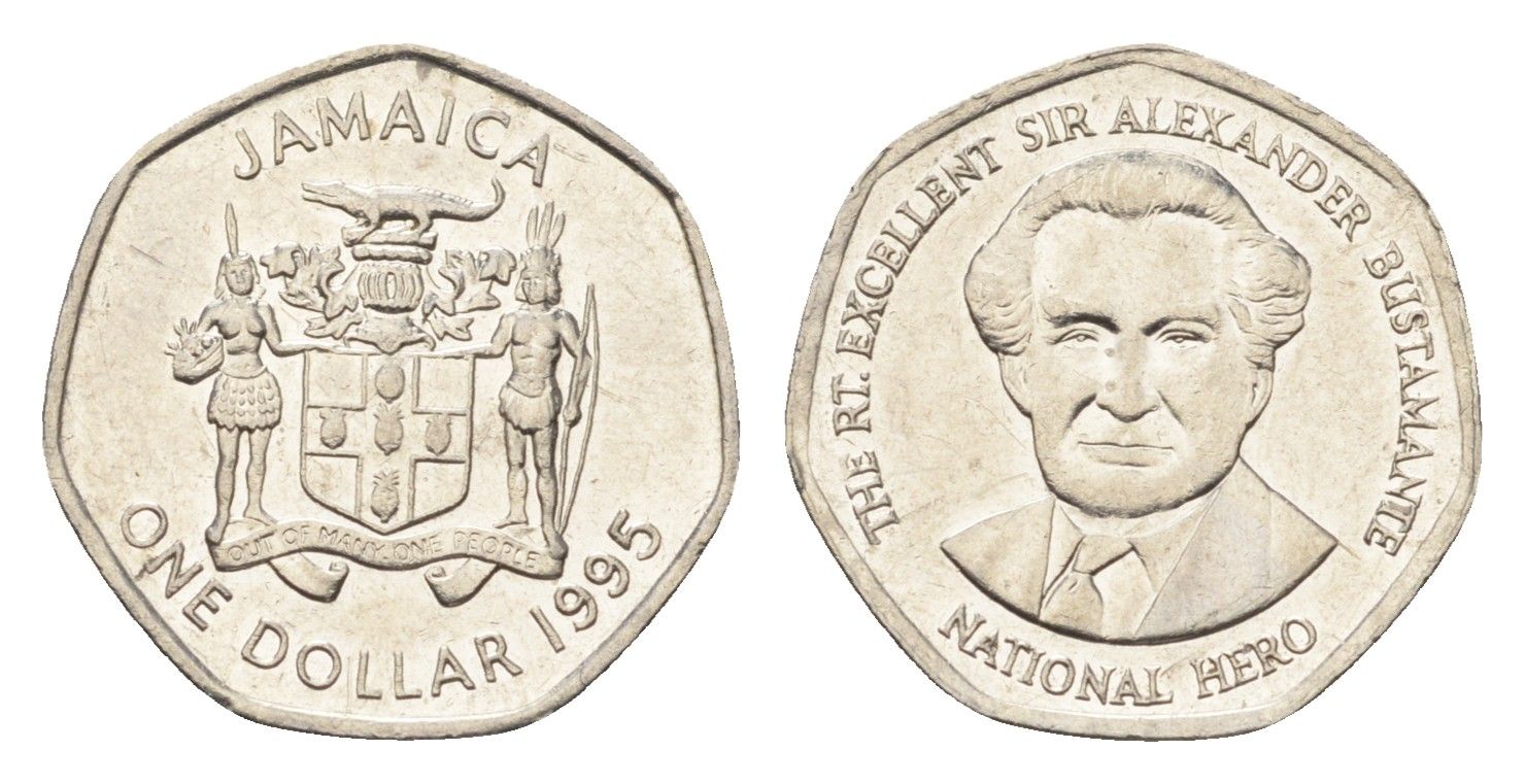 Ямайка 1 доллар 1995 Александр Бустаманте KM 164 сталь плакированная никелем UNC 4664-743