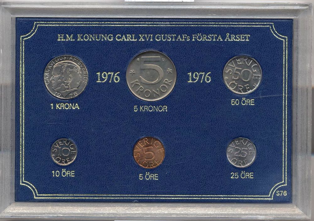 Швеция набор из 6 монет 1976 Карл XVI Густав (1973- ) официальный набор монетного двора KM MS4 UNC 2-4-1-20