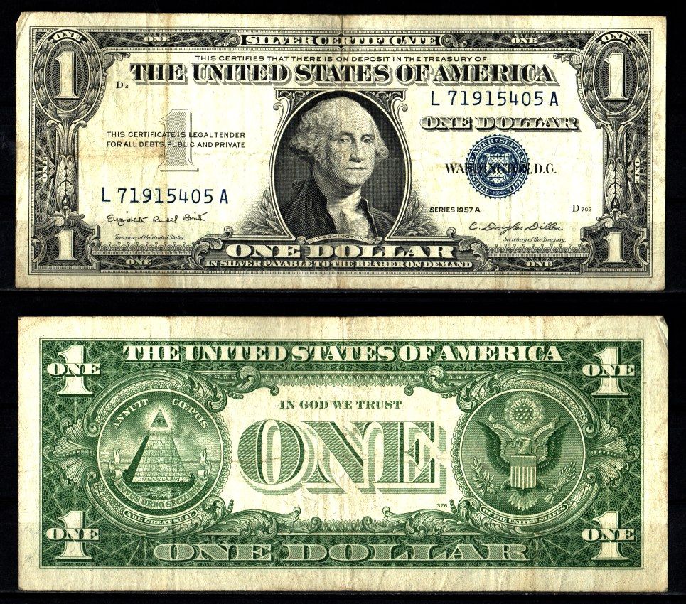 США 1 доллар 1957 Серия A, Джордж Вашингтон Pick 419 a бумага 2119-24-2-1