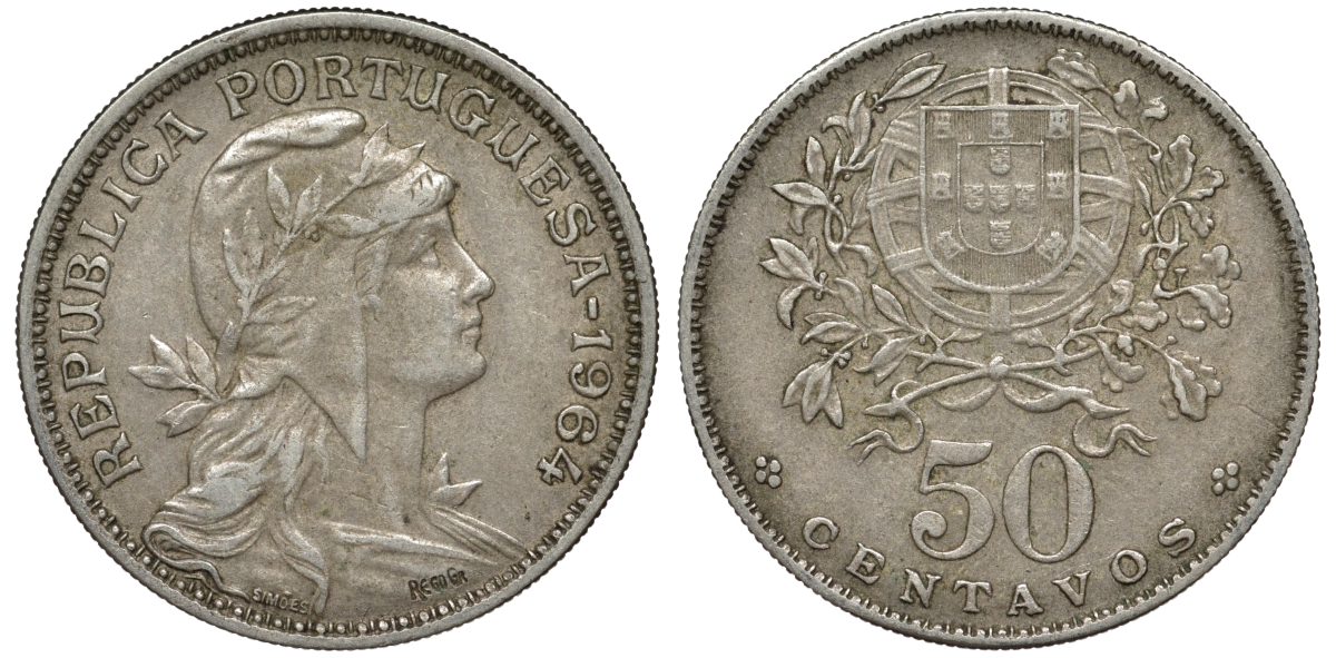 Португалия 50 сентаво 1964 KM 577 медно-никель 4548-1147