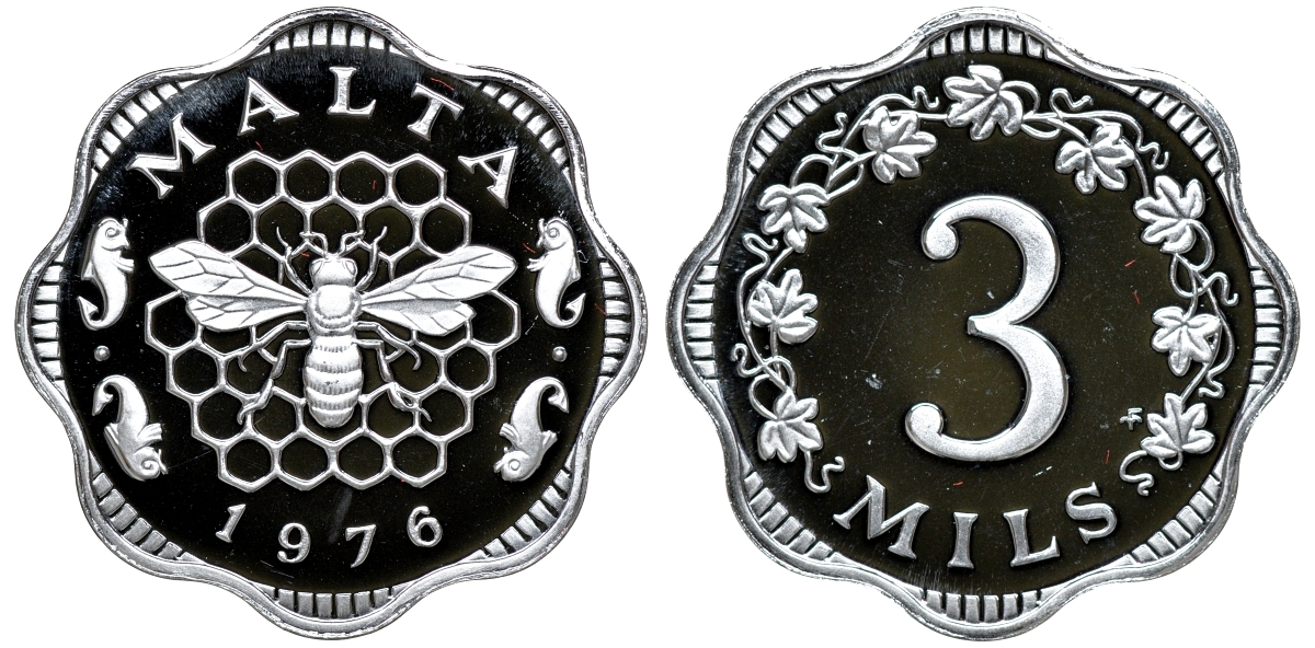 Мальта набор из 9 монет 1976 в оригинальной коробке с сертификатом KM PS2 PROOF 7-7-15