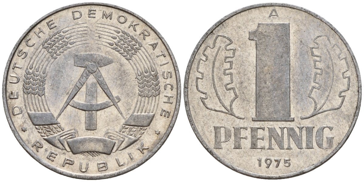 ГДР 1 пфенниг 1975 A KM 8.1 алюминий 105-1236