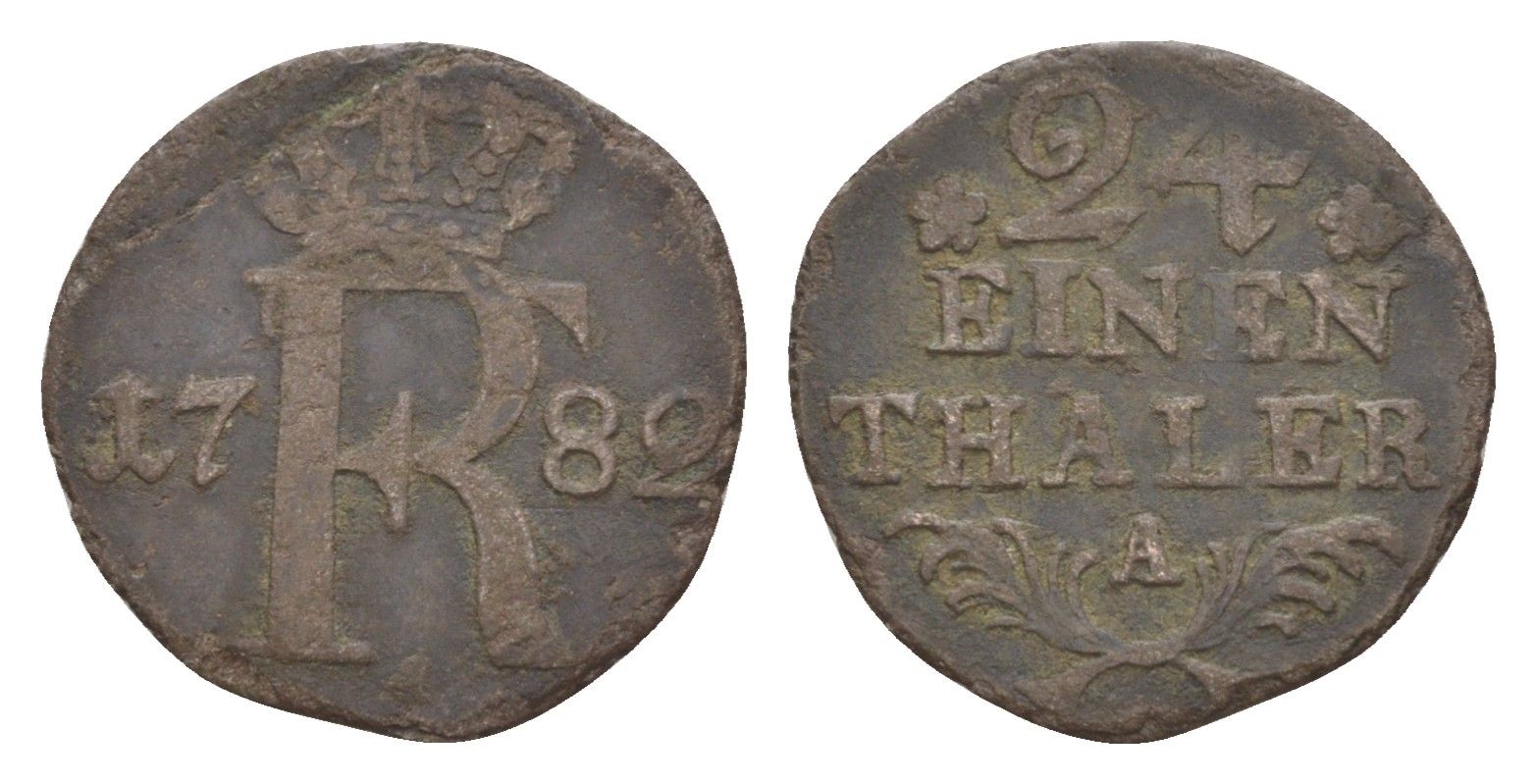 Пруссия 1/24 талера 1782 A, Фридрих II (1740-1786) KM 296 серебро 4655-136