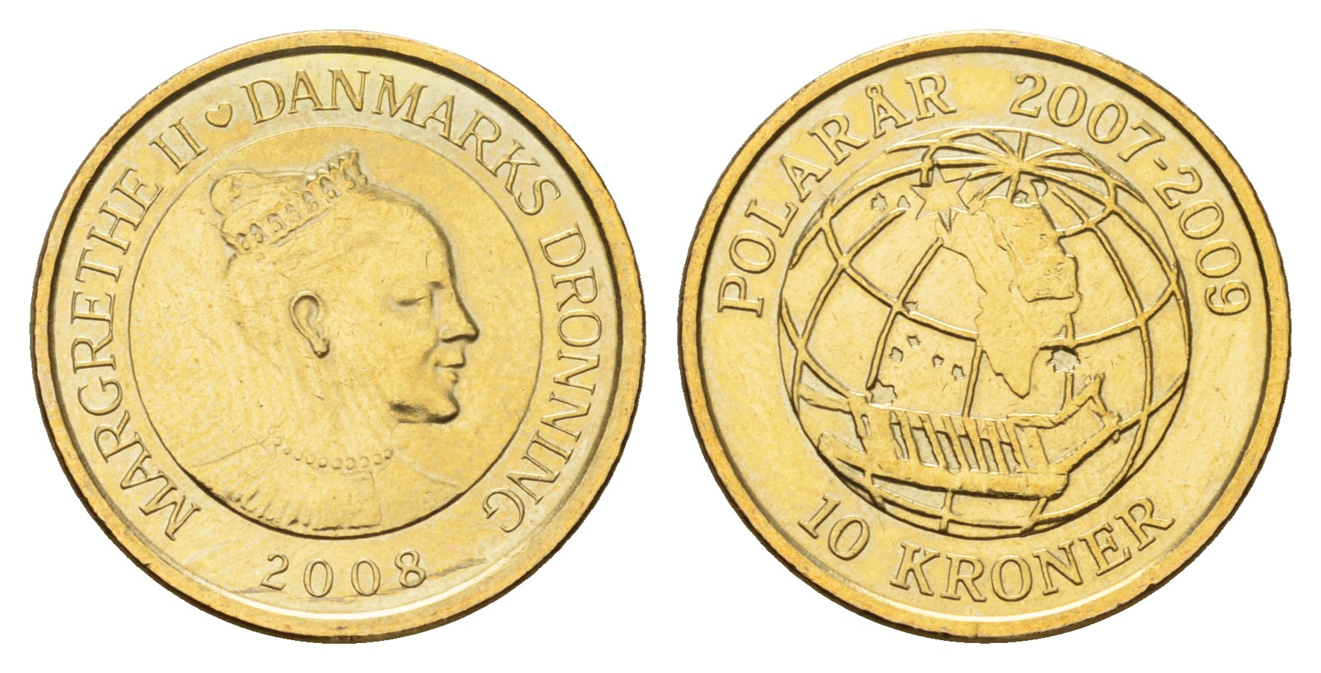 Дания 10 крон 2008 Международный полярный год - Сириус (2007-2009) KM 925 алюминиевая бронза UNC M72-18