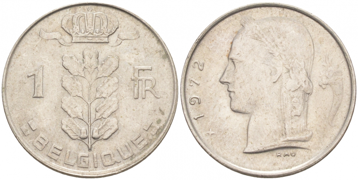 Бельгия 1 франк 1972 Belgique, Бодуэн I (1951-1993) KM 142.1 медно-никель 68-236
