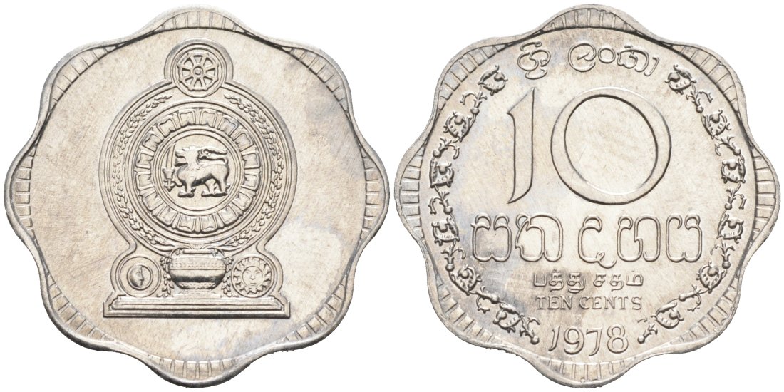 Шри-Ланка 10 центов 1978 KM 140 a алюминий 83-352