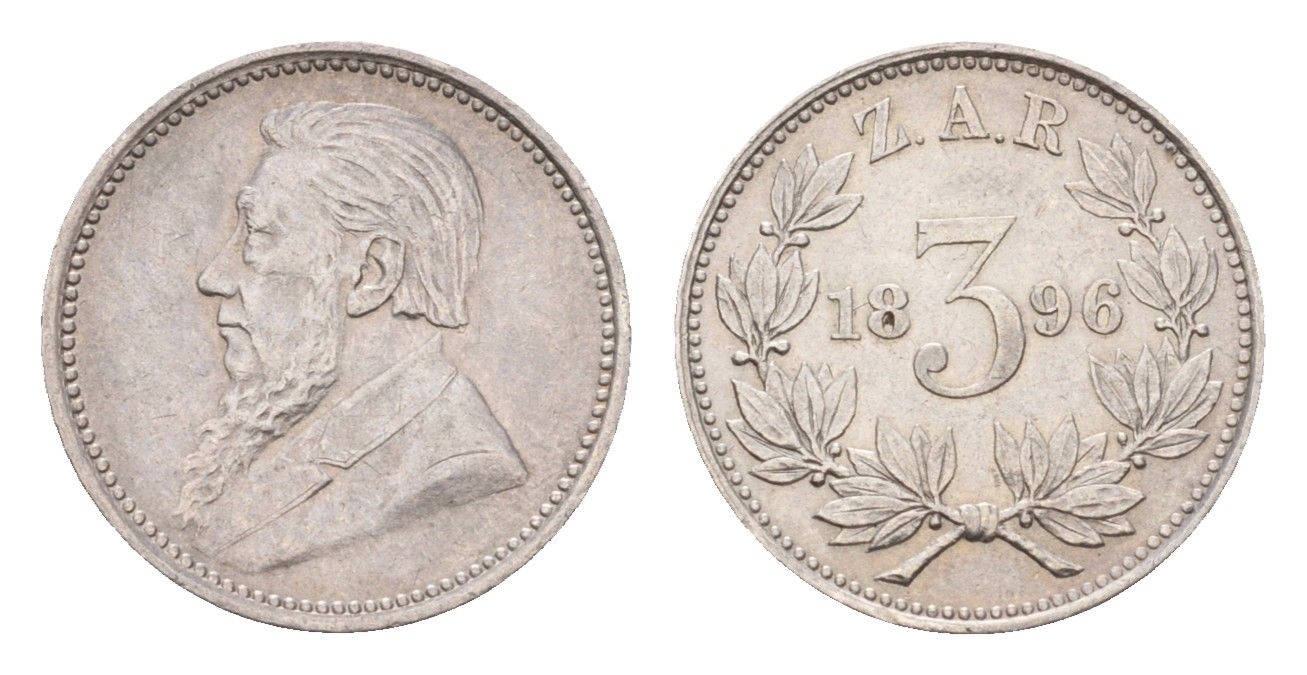 ЮАР 3 пенса 1896 KM 3 серебро aUNC 4044-1521