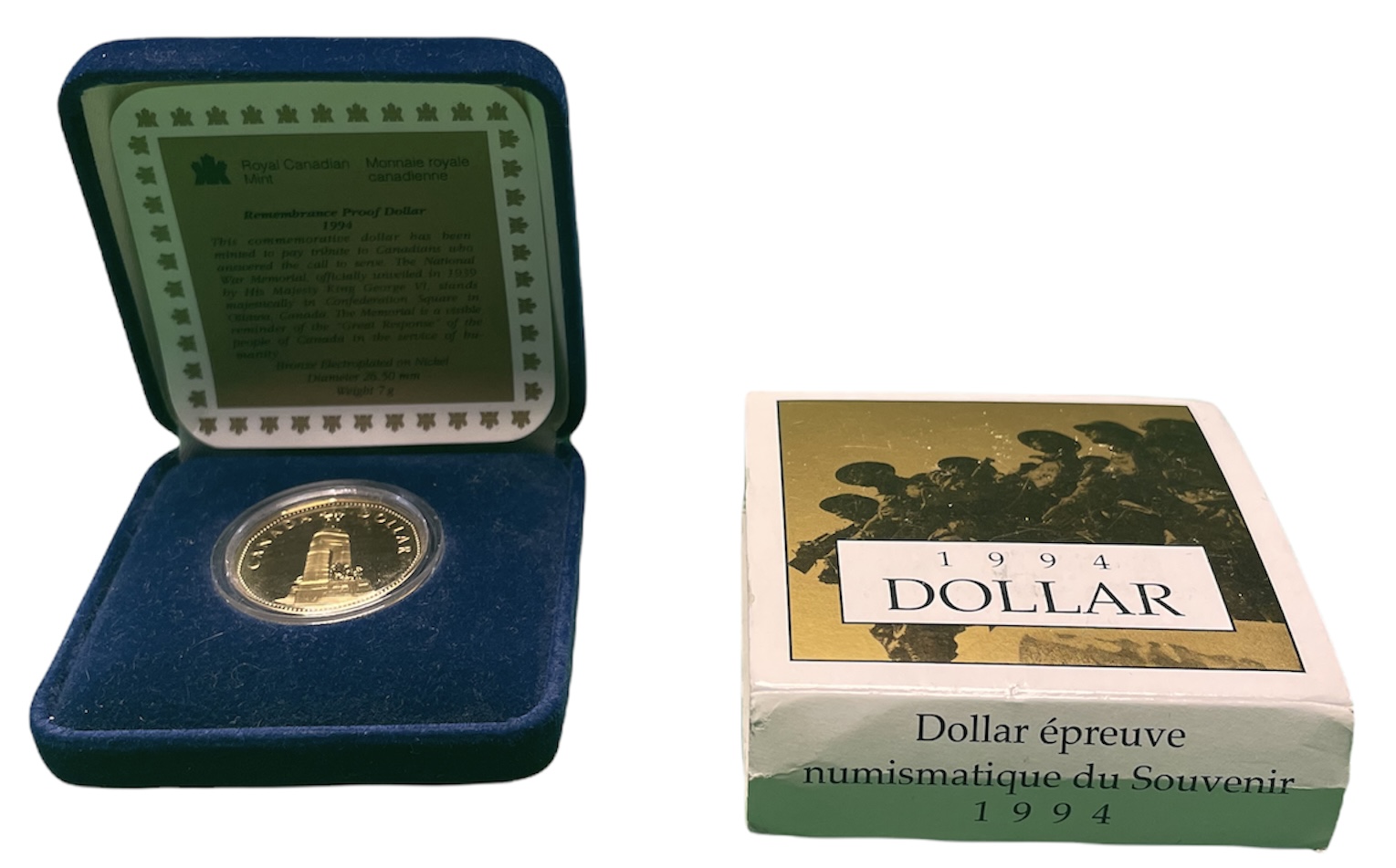 Канада 1 доллар 1994 мемориал воинам КМ 248 никель плакированный бронзой  PROOF  5-6-1-35