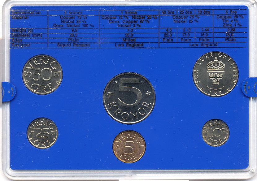 Швеция набор монетного двора из 6 монет 1979 в пластике Карл XVI Густав (1973- ) KM MS11 UNC 4-3-6-114