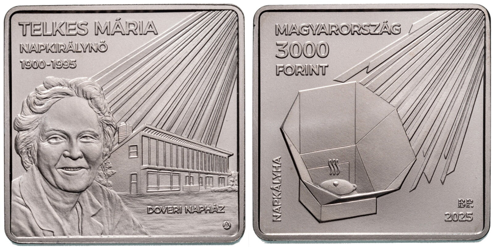 Венгрия 3000 форинтов 2025 Мария Телькеш, солнечная энергия, квадратная KM NEW медно-никель  UNC  M75-01