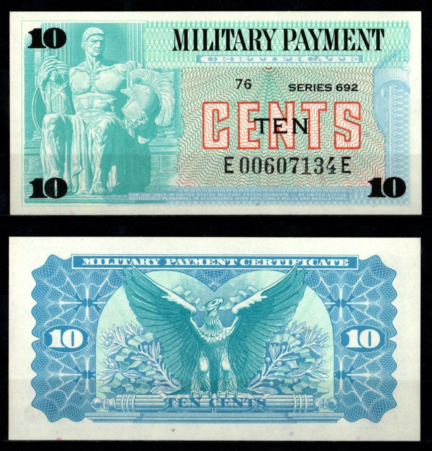 США 10 центов ND (1970) Римский воин (скульптура перед Национальным архивом, Вашингтон, округ Колумбия) Pick M92 бумага UNC (пресс) 451-1279-1