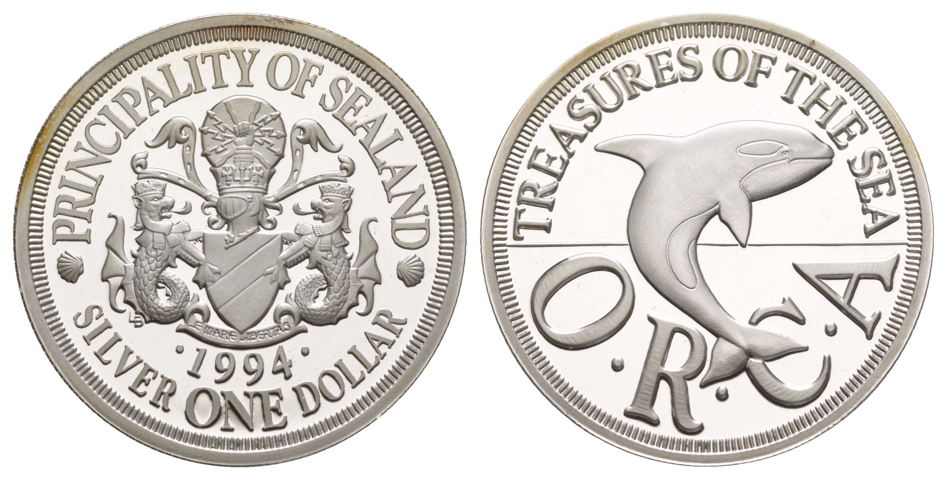 Силенд 1 доллар 1994 Рой I, тираж 20.000 экземпляров X 9 серебро PROOF 1521-841