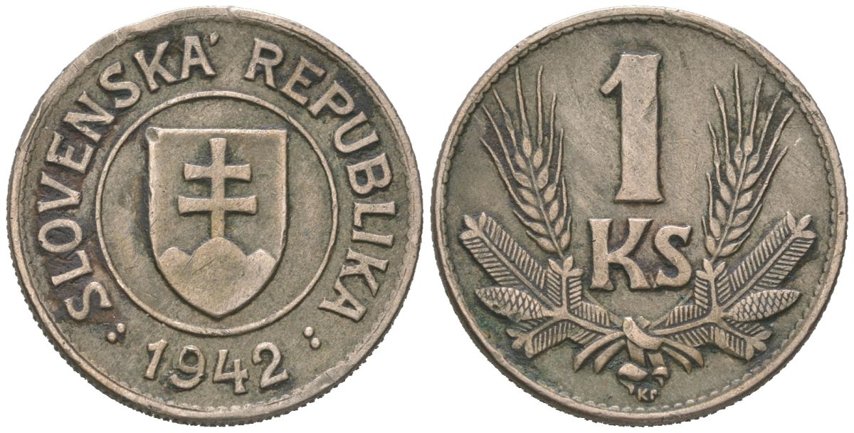 Словакия 1 крона 1942 KM 6 медно-никель 183-1243