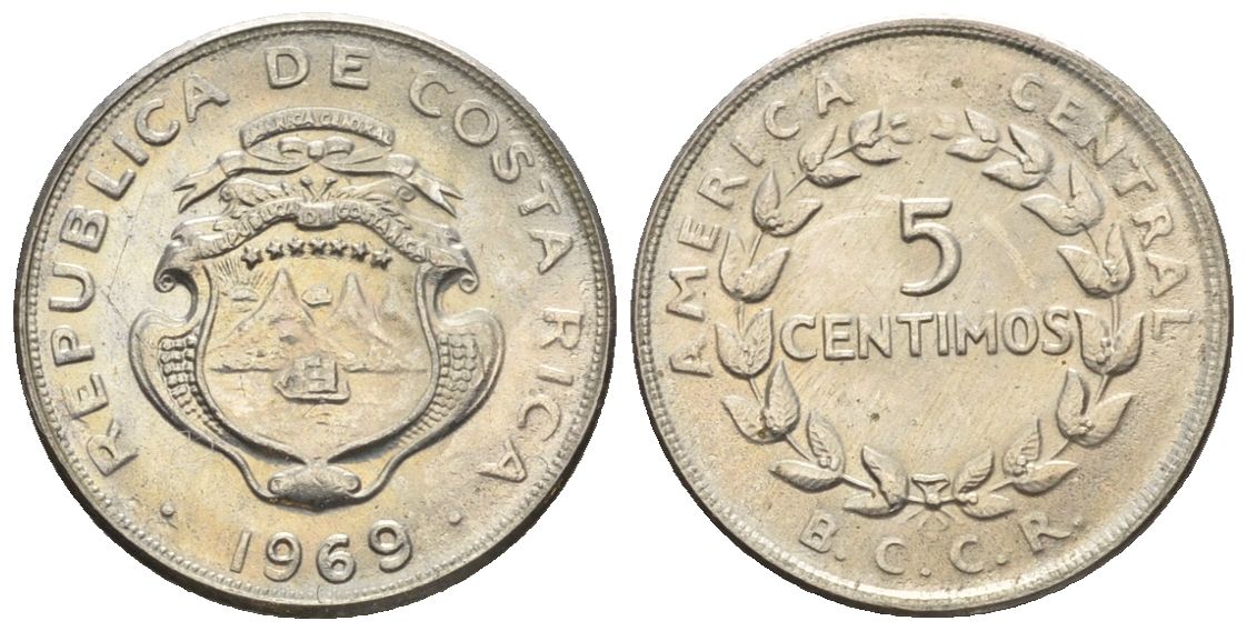 Коста-Рика 5 сентимо 1969  KM 184.2 медно-никель  UNC  4609-568