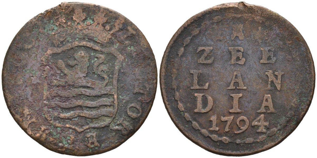Зеландия (Zeeland), Нидерланды 1 дуит 1794 KM 105 медь 4577-155