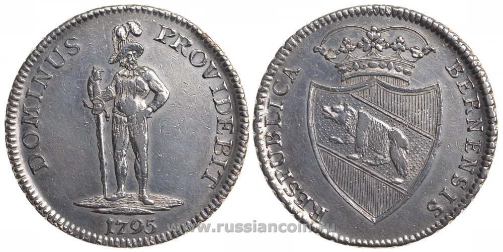 Швейцария, Берн 1 талер 1795 Respublica Bernensis, Dominus Provideit KM 149, Dav. 1759 серебро 00-805-35