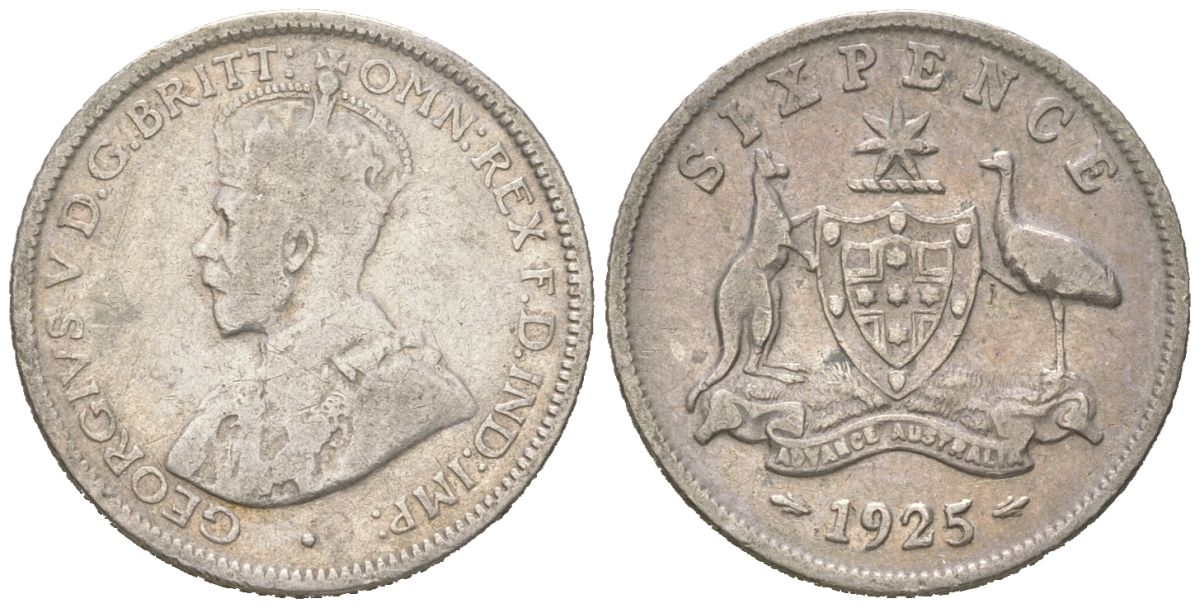 Австралия 6 пенсов 1925 Георг V (1910-1936) KM 25 серебро 4609-518