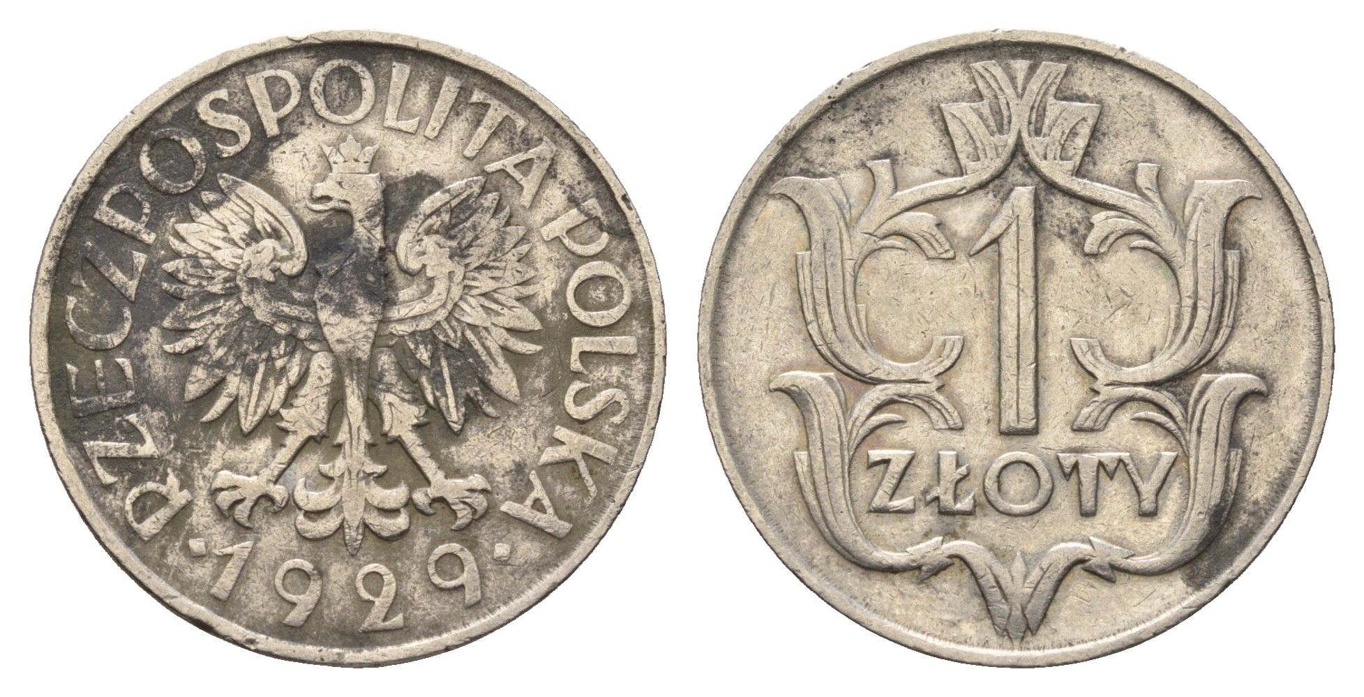 Польша 1 злотый 1929 Y 14 никель 4648-634