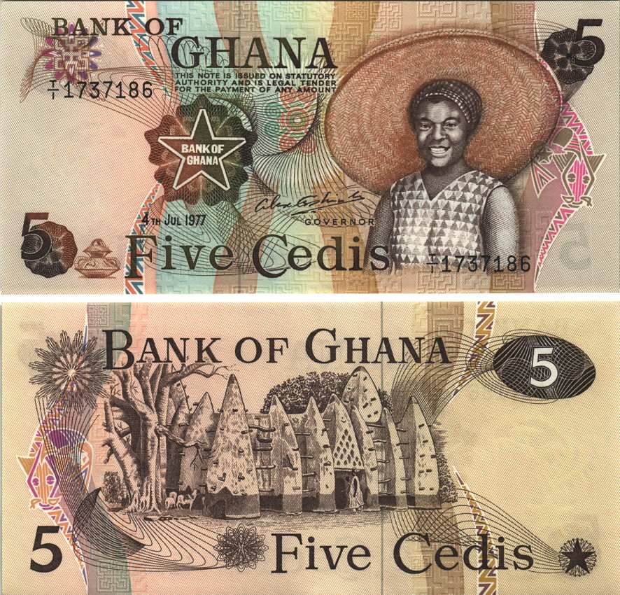 Гана 5 седи 1977 Мечеть Ларабанга Pick 15 b бумага UNC (пресс) 7116-15-1-1