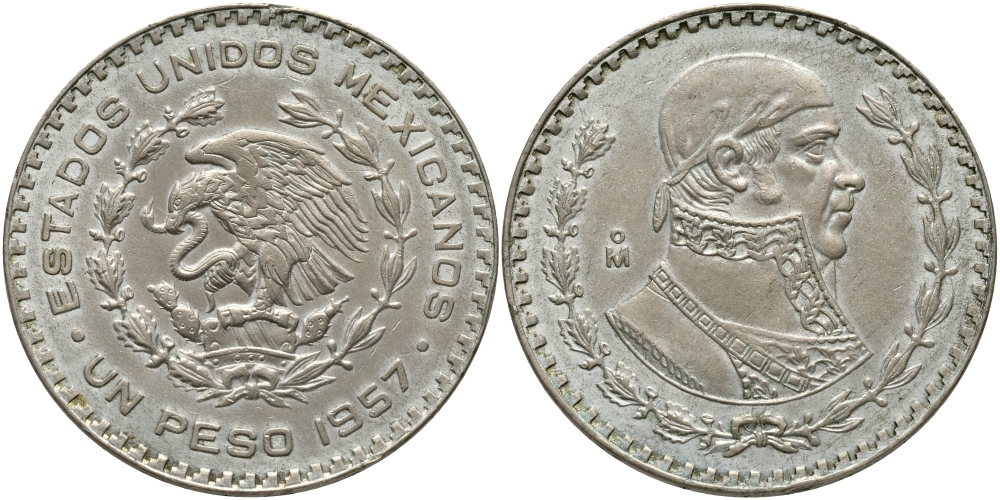 Мексика 1 песо 1957 Хосе Мария Морелос KM 459 серебро 79-1011
