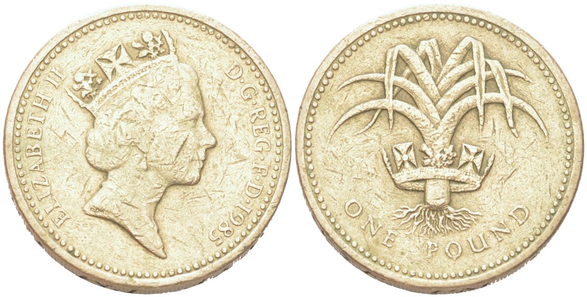 Великобритания 1 фунт 1985 Елизавета II (1952-2022) KM 941, Spink 4331 никель латунь 4128-751