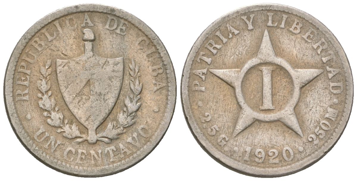 Куба 1 сентаво 1920 KM 9.1, JMA 3, Y 3 медно-никель 4611-618
