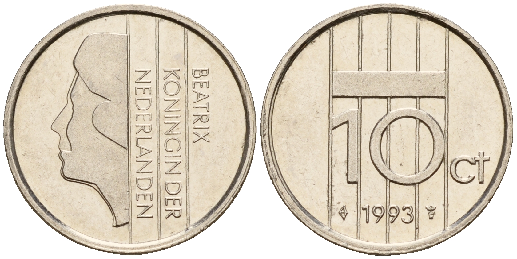 Нидерланды 10 центов 1993 Беатрикс (1980-2013) KM 203 никель    4598-413