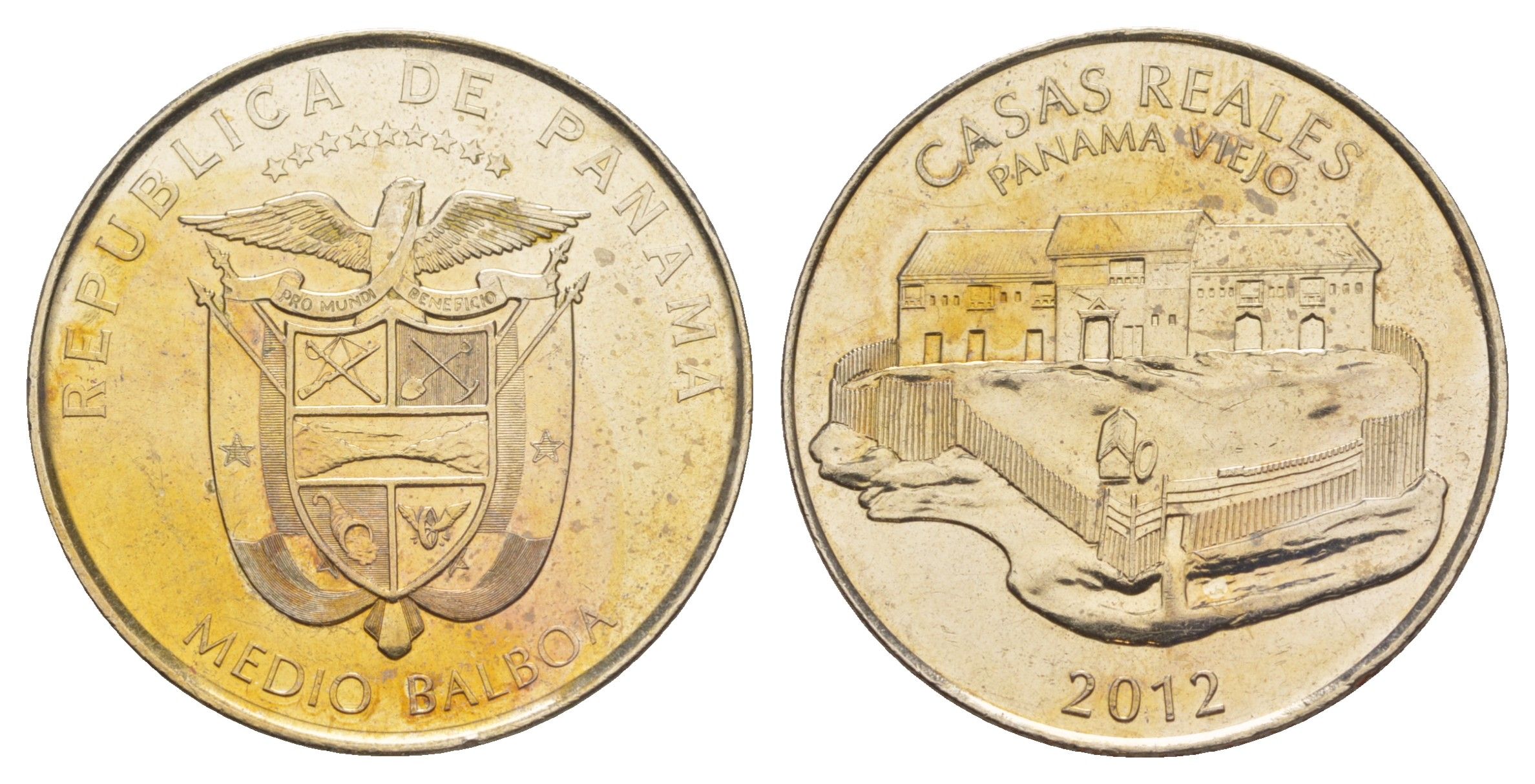 Панама 1/2 бальбоа (50 сентесимо) 2012 Панама-Вьехо - Королевский дом KM 143 медь плакированная медно-никелем UNC 4645-231
