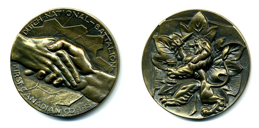 НИДЕРЛАНДЫ МЕДАЛЬ ND ВОЕННОЕ БРАТСТВО, 60 мм, 91,3 гр бронза 1079-1-22
