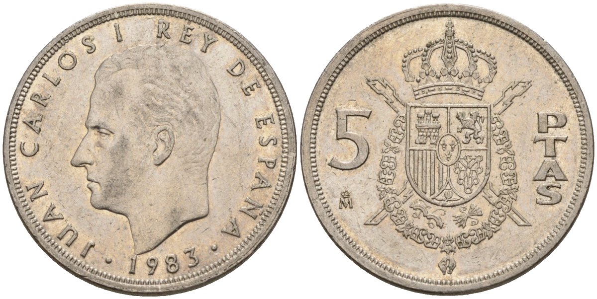 Испания 5 песет 1983 Хуан Карлос I (1975-2014) KM 823 медно-никель 4155-727