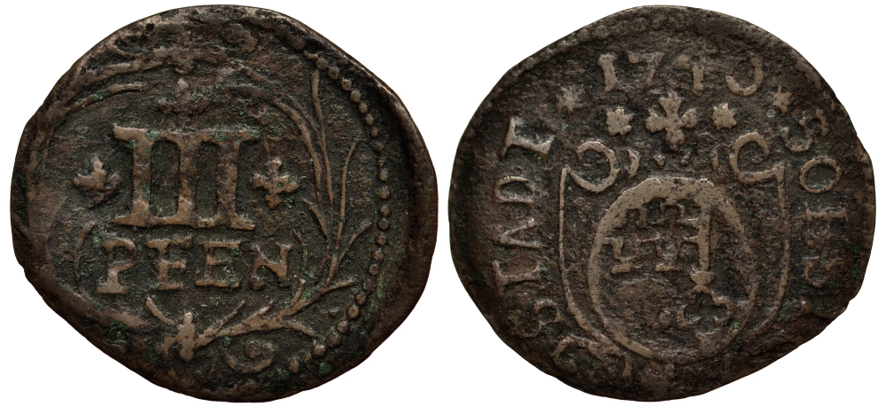 Соест 3 пфеннига 1740 KM 31 медь 413-2931