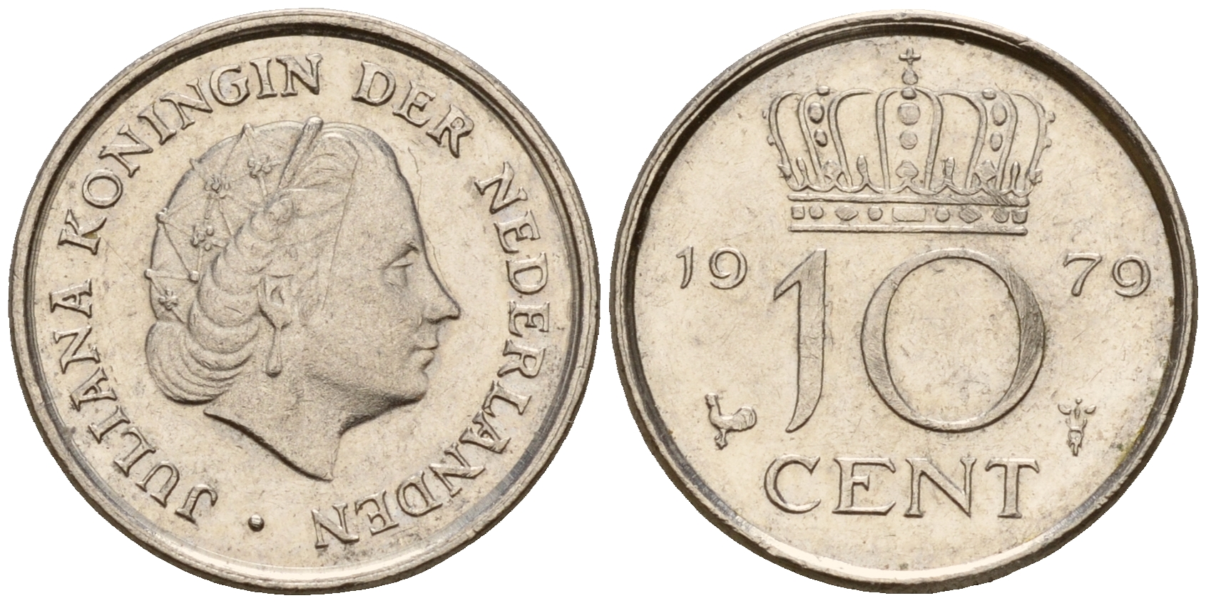 Нидерланды 10 центов 1979 Юлиана (1949-1980) KM 182 никель    4598-341