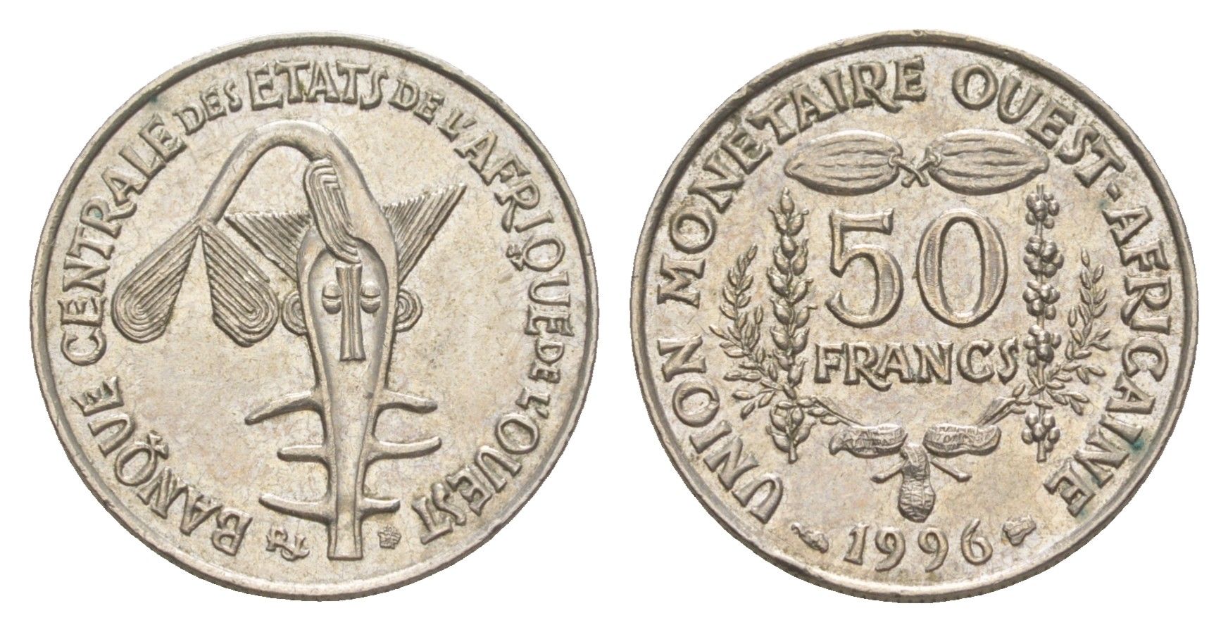 Западная Африка (BCEAO) 50 франков 1996 KM 6 медно-никель UNC 4611-361