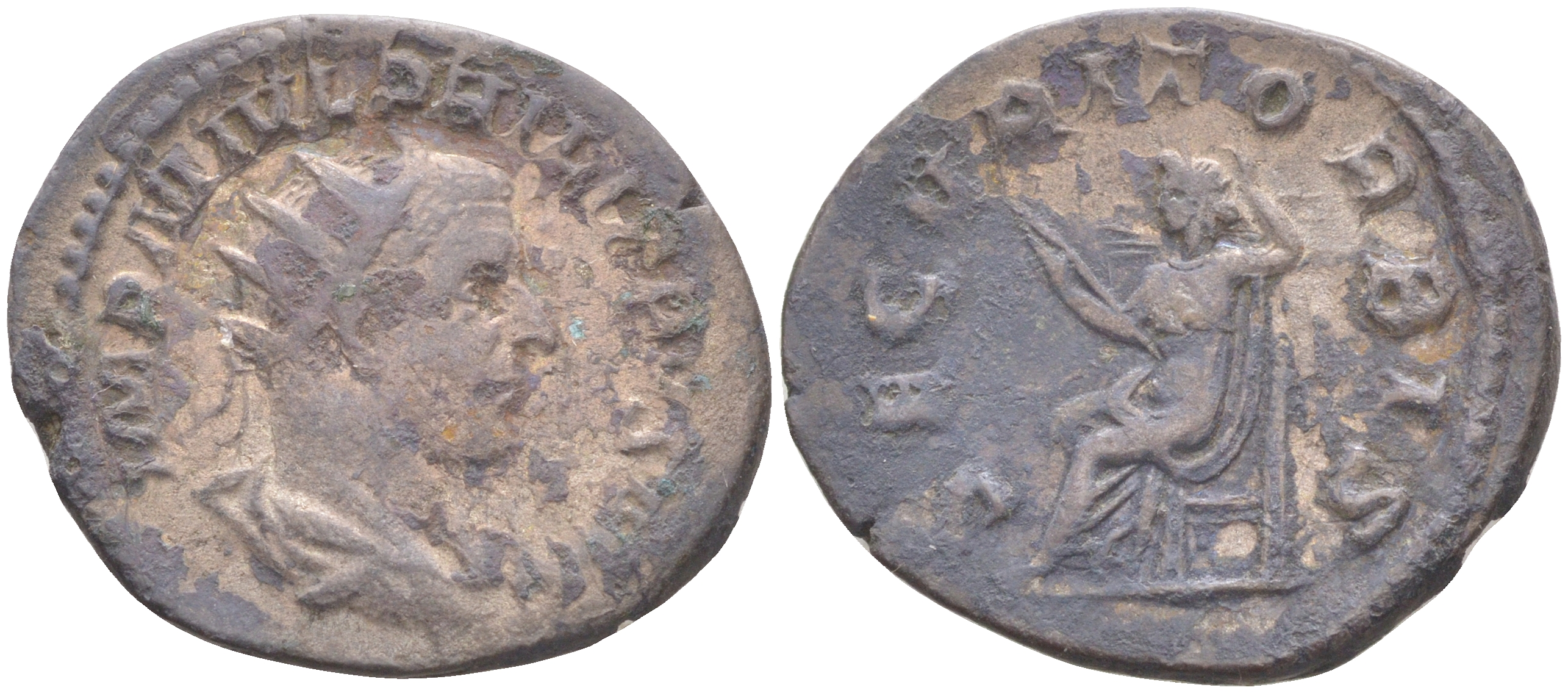 Римская Империя антониниан 244 - 247 Филипп I Араб, бюст императора, IMP M IVL PHILIPPVS AVG / Секуритата, персонификация Безопасности, SECVRIT ORBIS, Рим (из немецкой коллекции 1-й половины XX века, с владельческой этикеткой) RIC 48b серебро 1073-14-115