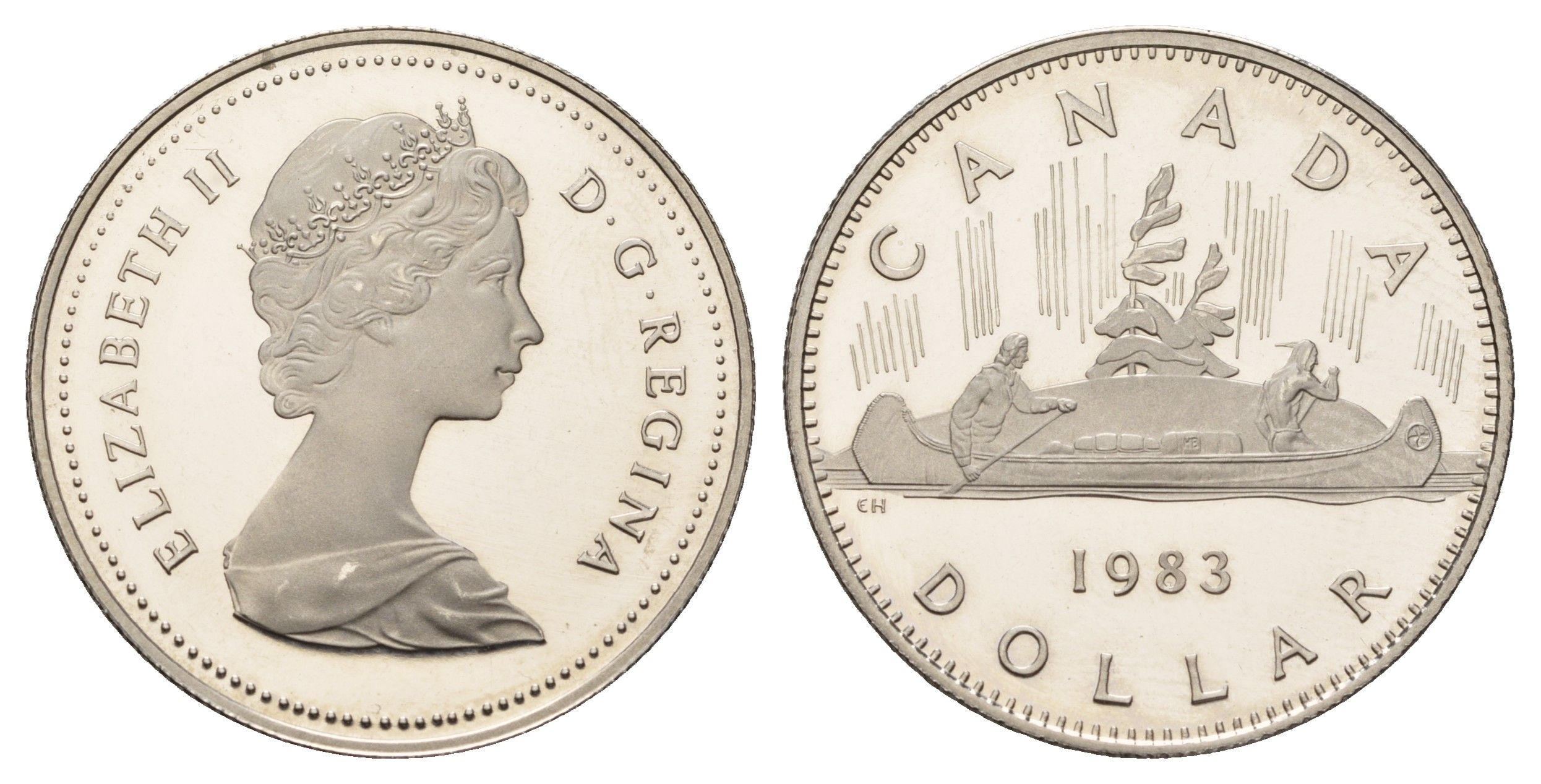 Канада 1 доллар 1983 Елизавета II (1952-2022), каноэ KM 120.1 никель PROOF 443-823