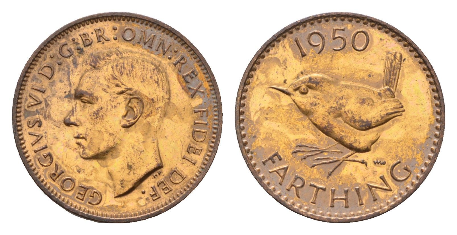 Великобритания 1 фартинг 1950 Георг VI (1936-1952) KM 867, Spink 4119 бронза 4674-848