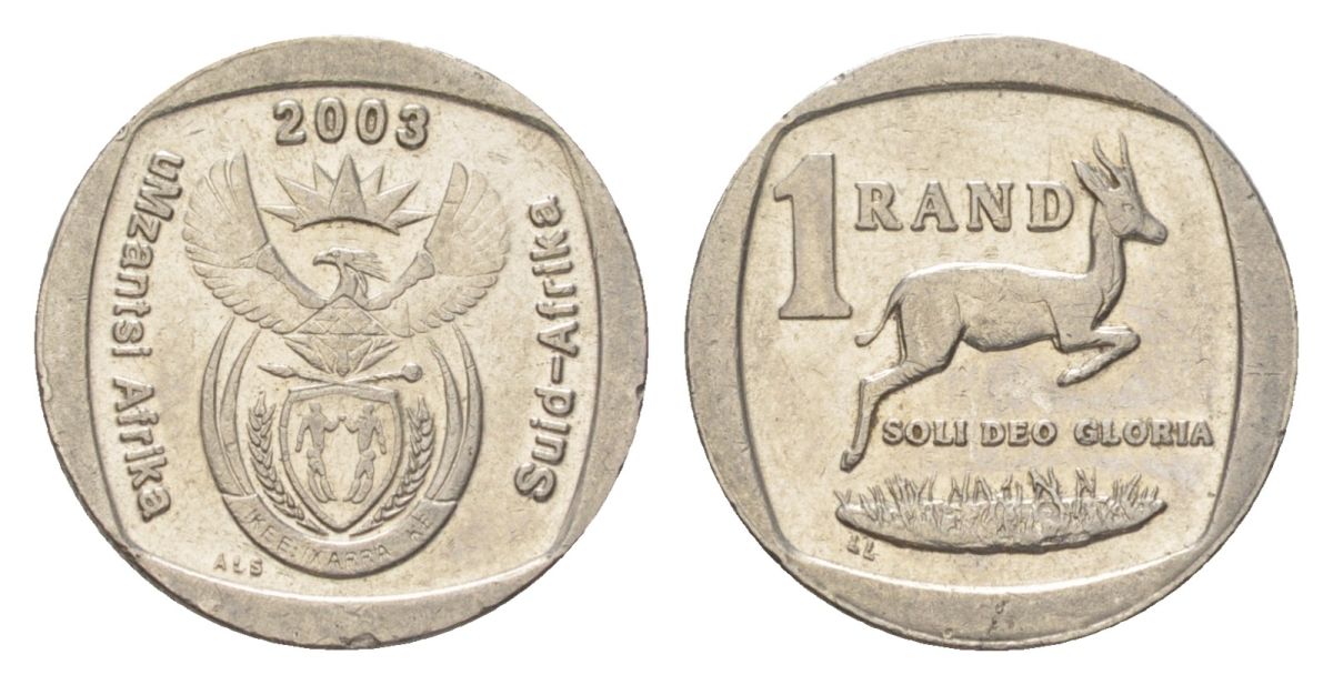 ЮАР 1 ранд 2003 KM 332 медь плакированная никелем 4627-368