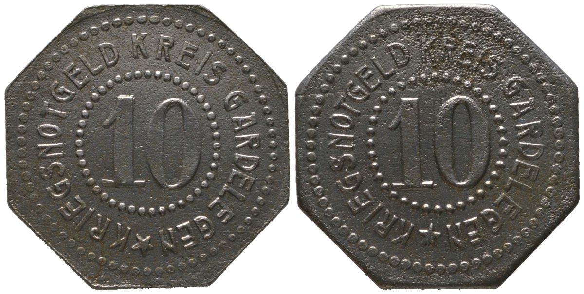 Гарделеген (Пруссия, Саксония) 10 пфеннигов ND Funck 151.6, Men18 10813.7 железо 4601-1233