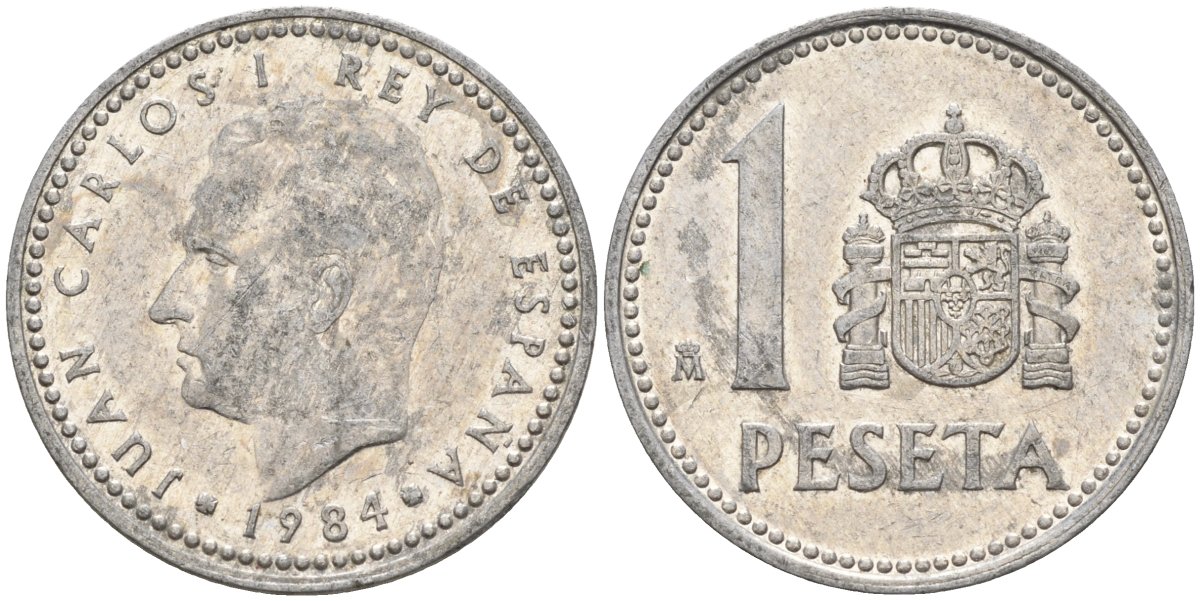 Испания 1 песета 1984 Хуан Карлос I (1975-2014) KM 821 алюминий 4155-457