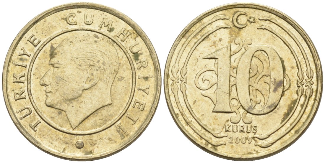 Турция 10 куруш 2009 Кемаль Ататюрк KM 1241 медь никель цинк 4567-727