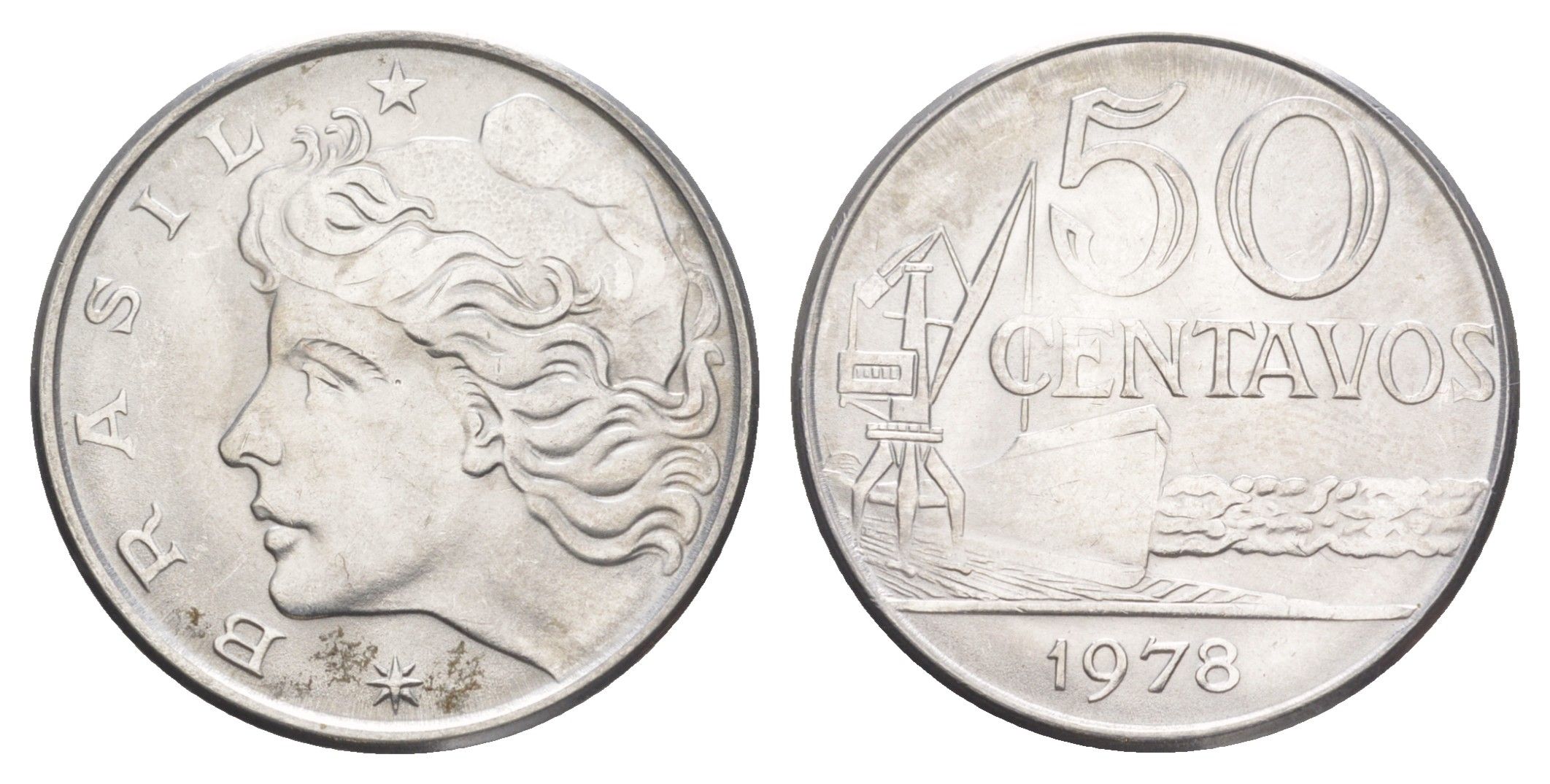 Бразилия 50 сентаво 1978 KM 580b нержавеющая сталь UNC 4642-1133