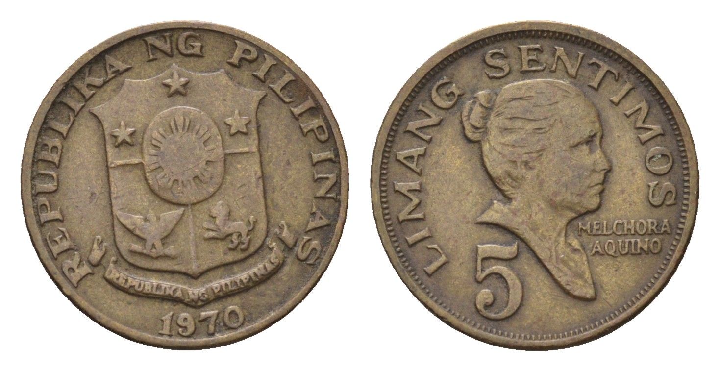 Филиппины 5 сентимо 1970 KM 197 латунь 4701-1269