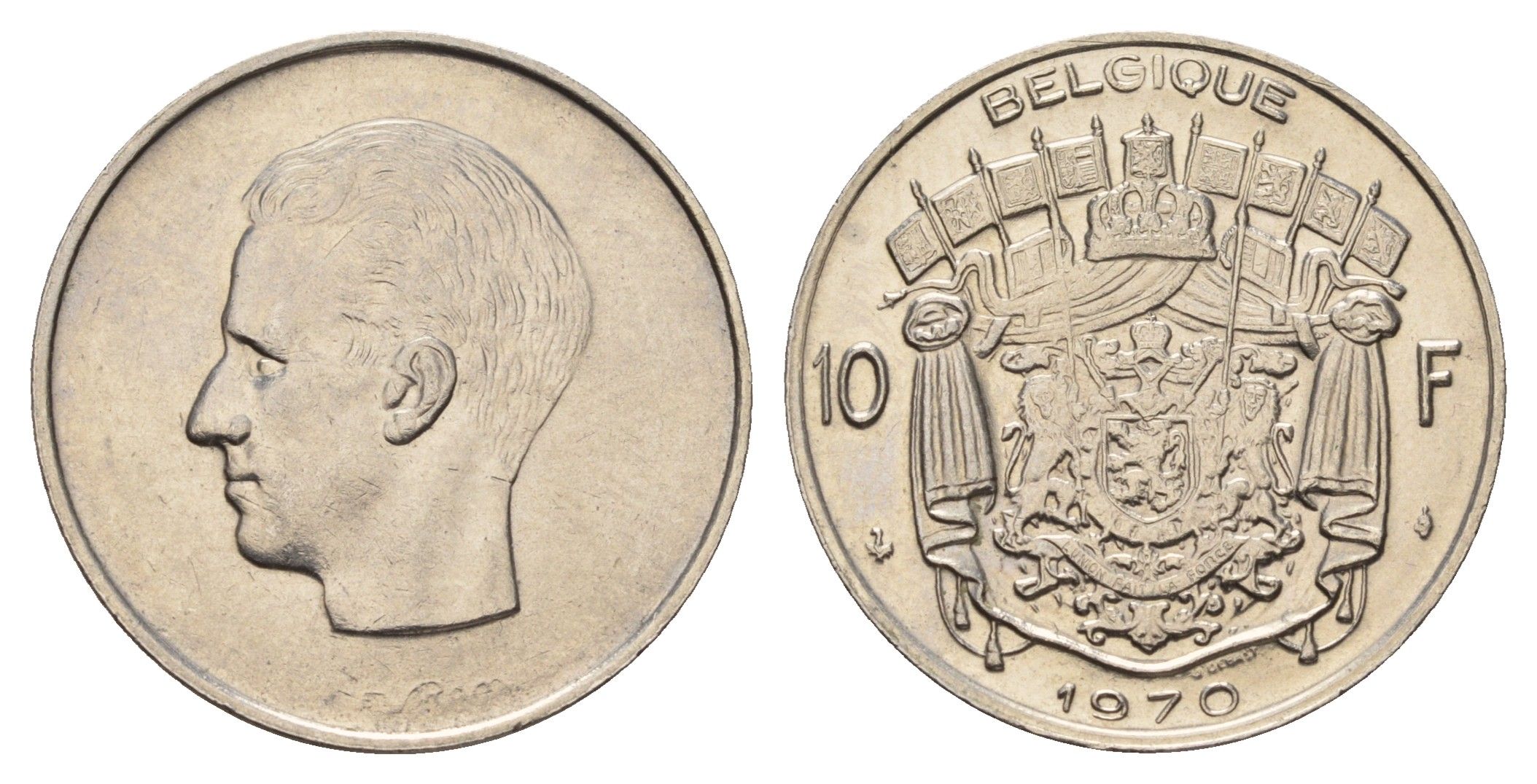 Бельгия 10 франков 1970 Belgique, Бодуэн I (1951-1993) KM 155 никель 3459-855