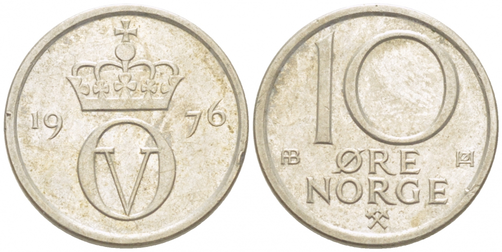 НОРВЕГИЯ 10 ЭРЕ 1976 КМ 416 медно-никель 3955-236