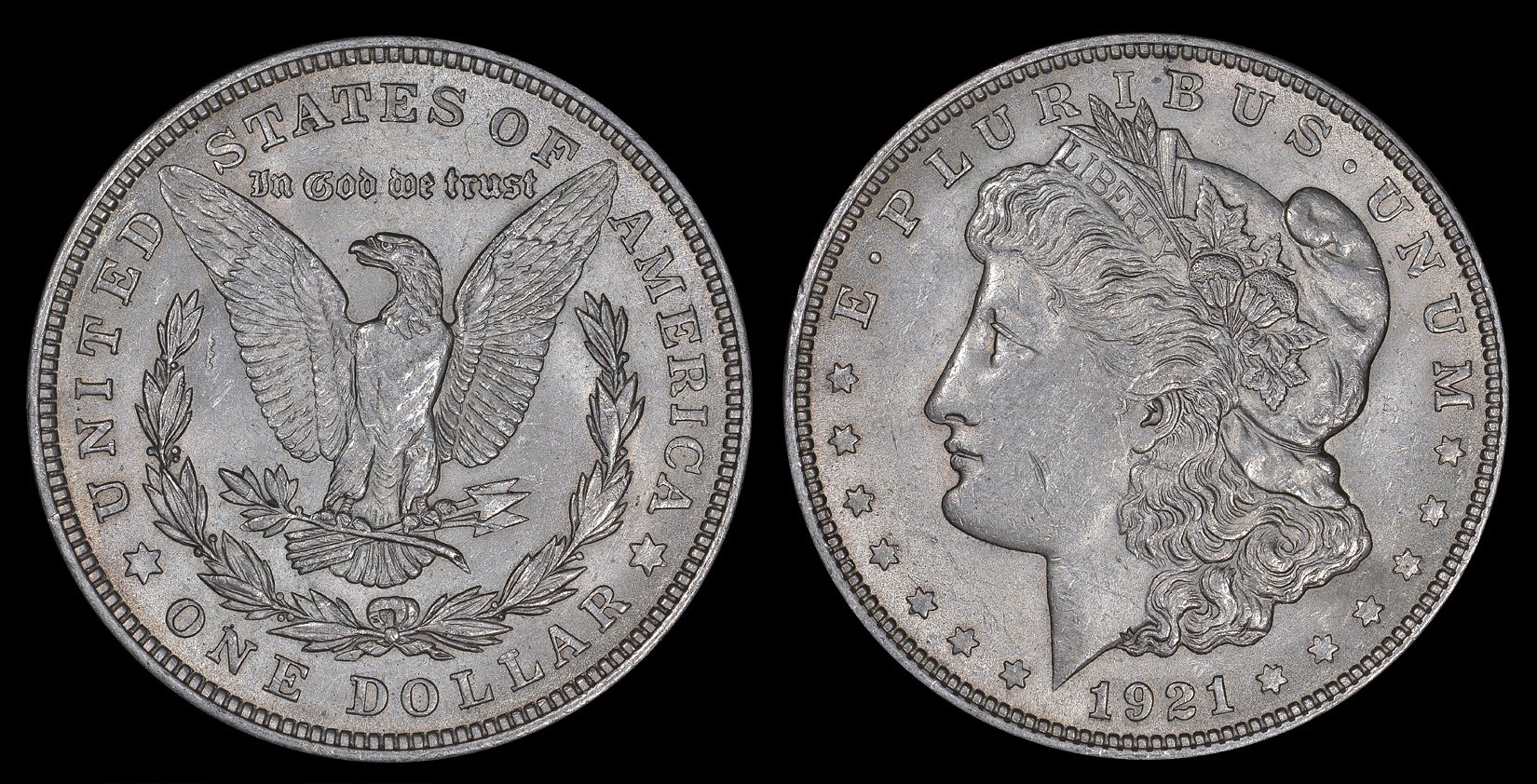 США 1 доллар 1921 Морган доллар KM 110 серебро 06-256-25