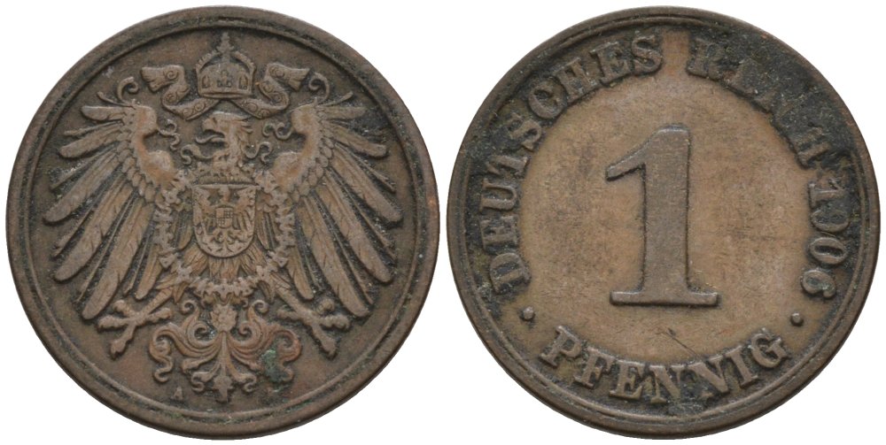 Германия 1 пфенниг 1906 A KM 10, J. 10 медь 4567-1228