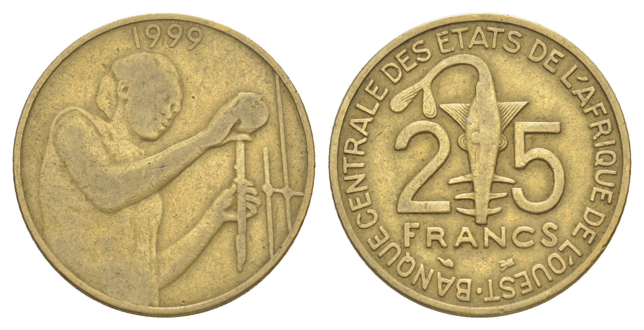 Западная Африка (BCEAO) 25 франков 1999 KM 9 алюминиевая бронза 4175-1254